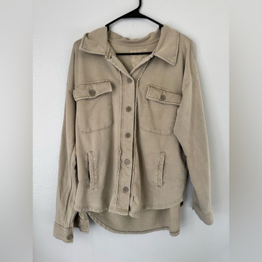 Altar’d State Oversized Tan Shirt Shaket Medium